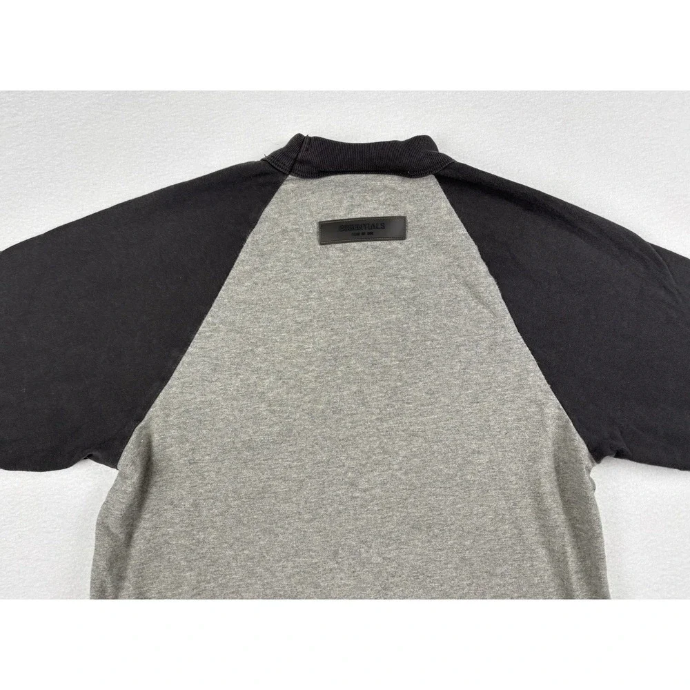 Fear‎ of God Essentials Kids Raglan T Shirt Youth 6/7 Grey Black Logo Tee